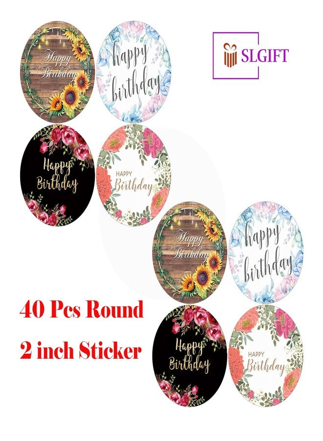 SLGIFT Vinyl Happy Birthday Theme Sticker, Self-Adhesive Vinyl Stickers, 40 Pieces, 2 x 2 Inches Round Sticker, 4 Unique Designs, R161 - Image 4